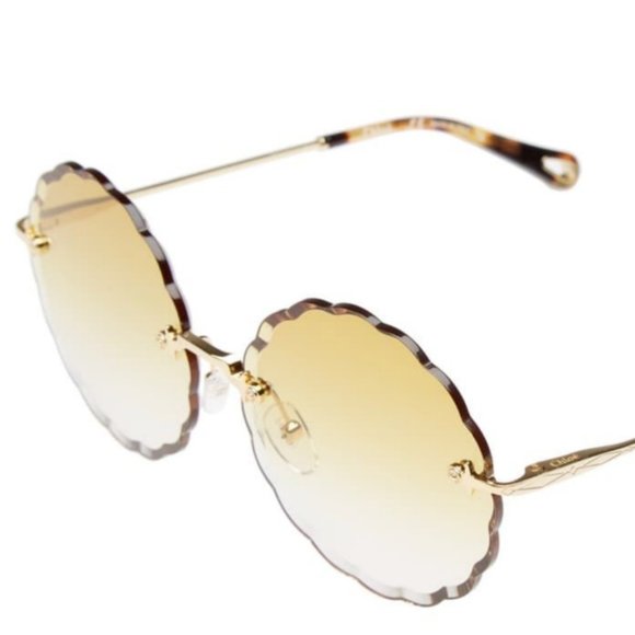 CHLOE ROSIE FLOWER 60mm Scalloped Gradient OCHRE Sunglasses MSRP$460 main image 3